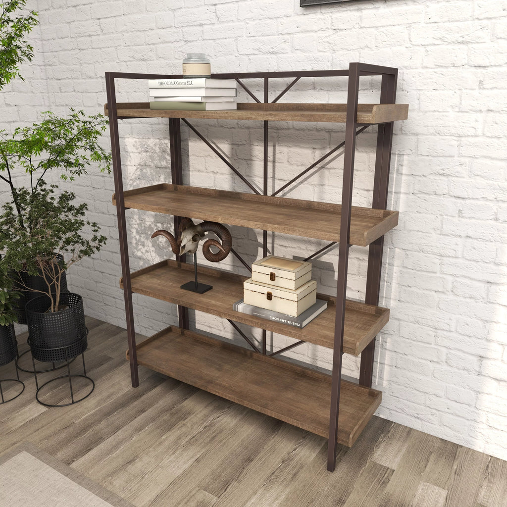 48" x 59" Brown Metal 4-Tier Shelving Unit B2808