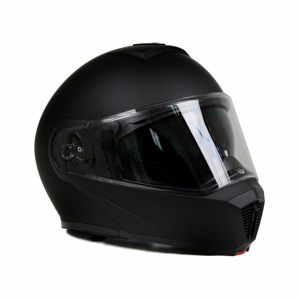 Flat Black Motorcycle Modular Helmet with Drop Down Visor T608282