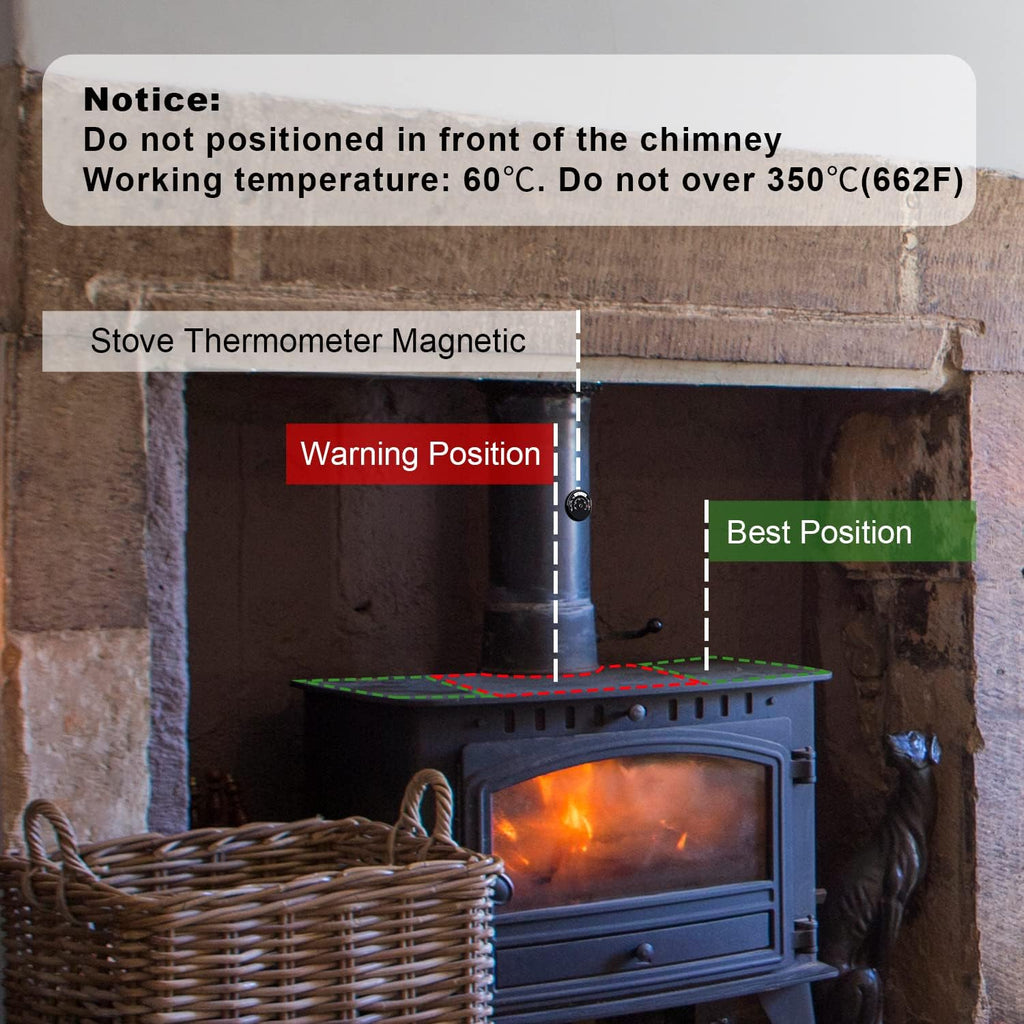 4-Blade Wood Stove Fan with Magnetic Thermometer, Pack of 2 N2045
