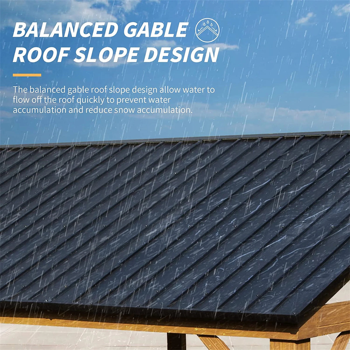 Galvanized Steel Gable Roof Gazebo with Wood Grain Aluminum Frame O86235