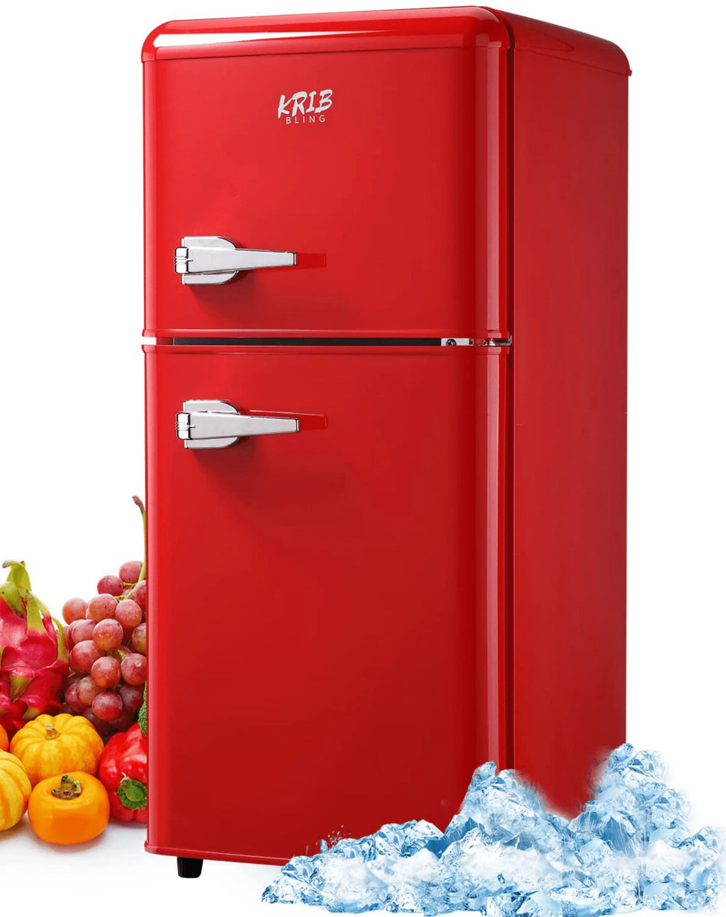 3.5 cu.ft Two Door Compact Refrigerator with Freezer, Red V5454