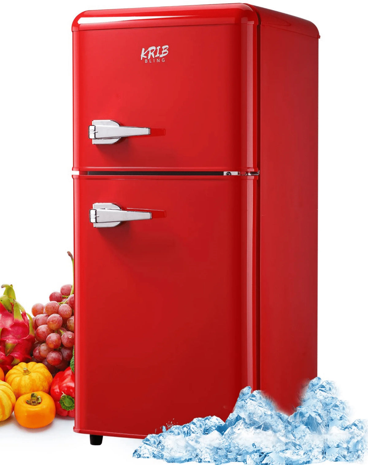 3.5 cu.ft Two Door Compact Refrigerator with Freezer, Red V5454