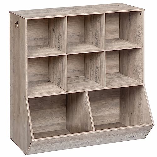 Kids Bookshelf, 8 Cubicles, Rustic Brown O91987