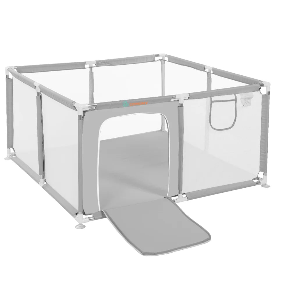 Portable 4-Panel Baby Playpen with Basketball Hoop V7248