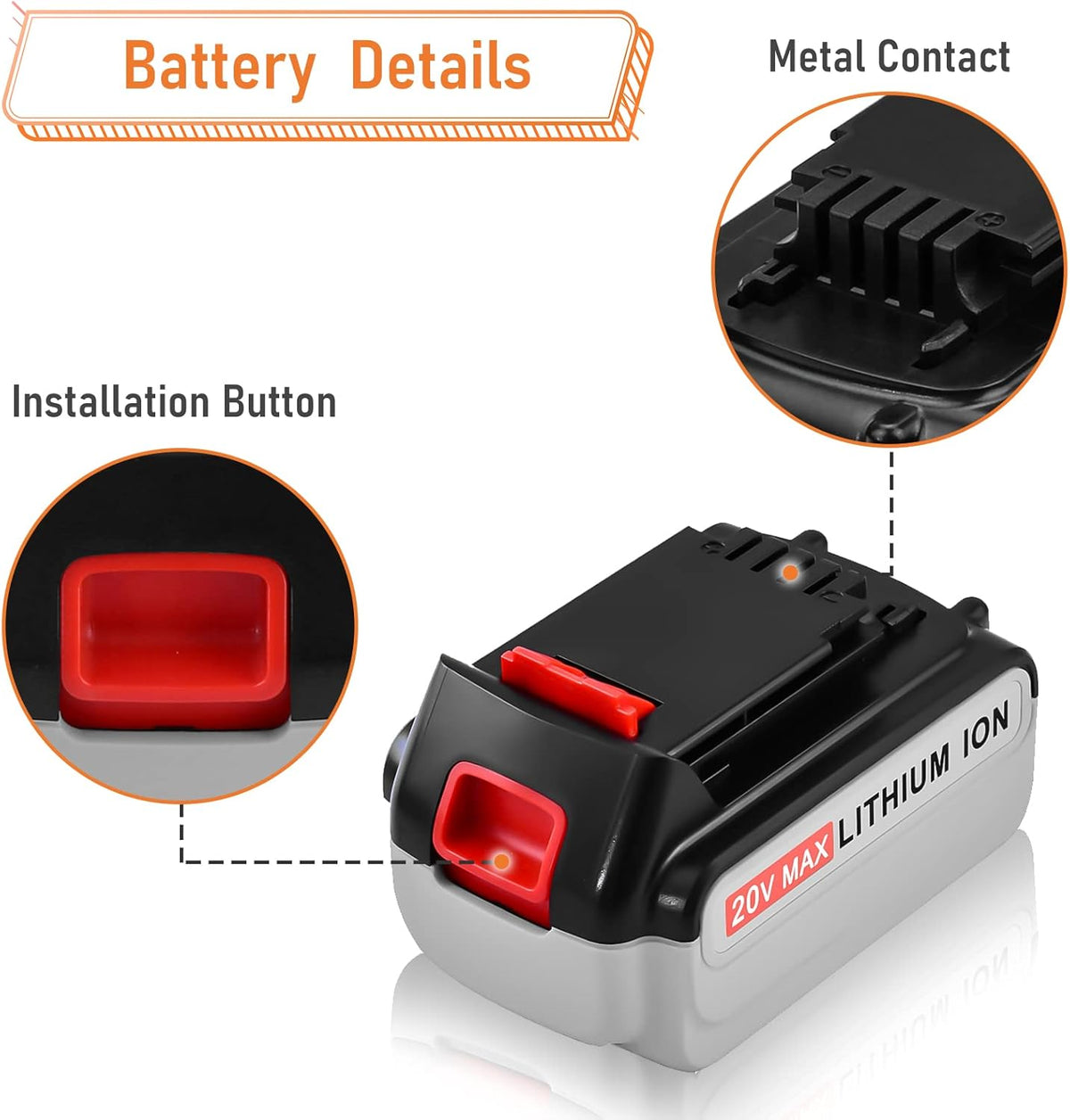 2 Pack 5.0Ah Lithium Ion Replacement Battery for 20V Tools X9660
