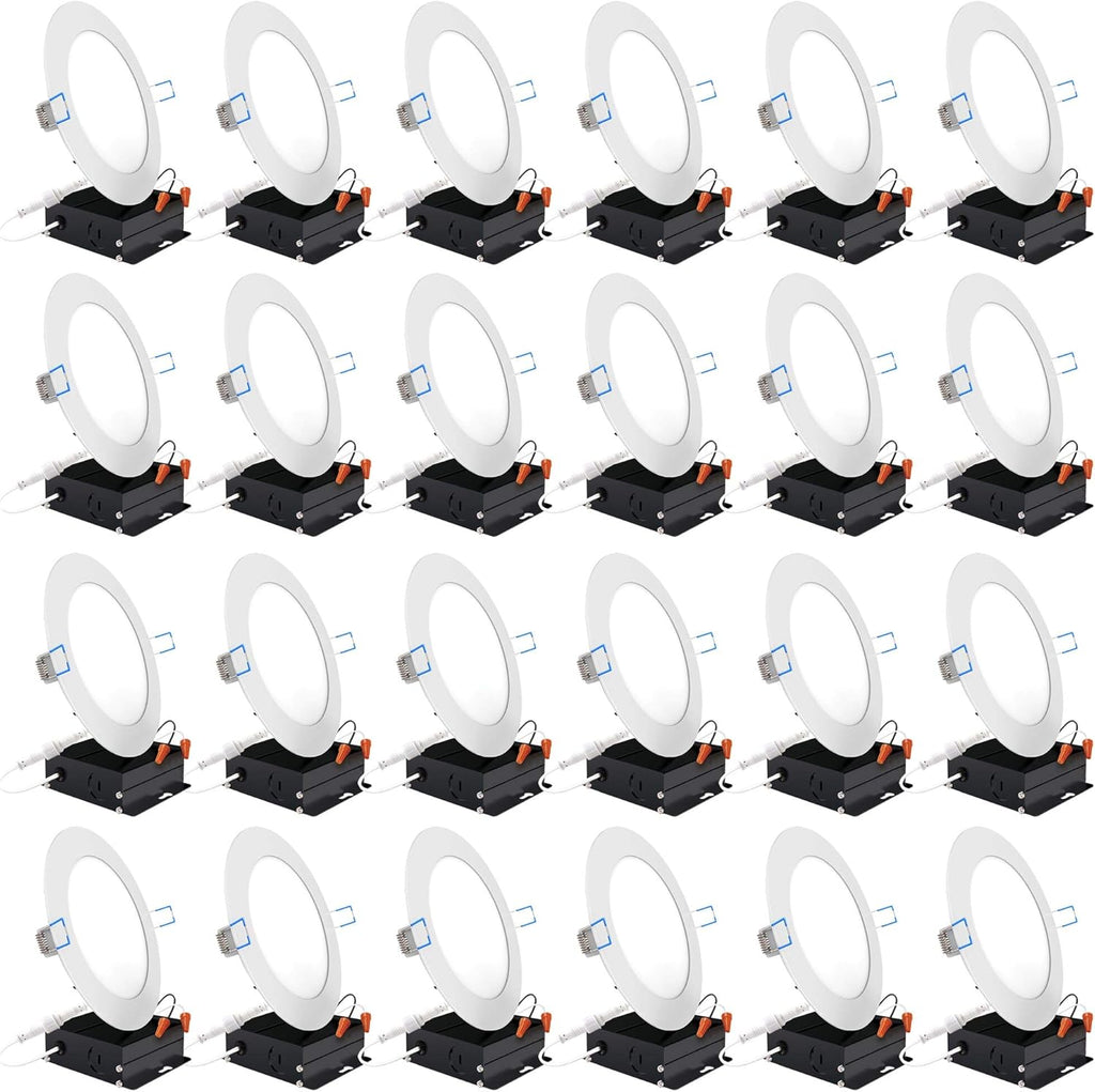 24 Pack 4 Inch Ultra Thin LED Recessed Ceiling Lights, 3000K Warm White, Dimmable 10W, 650 LM, Canless P44204
