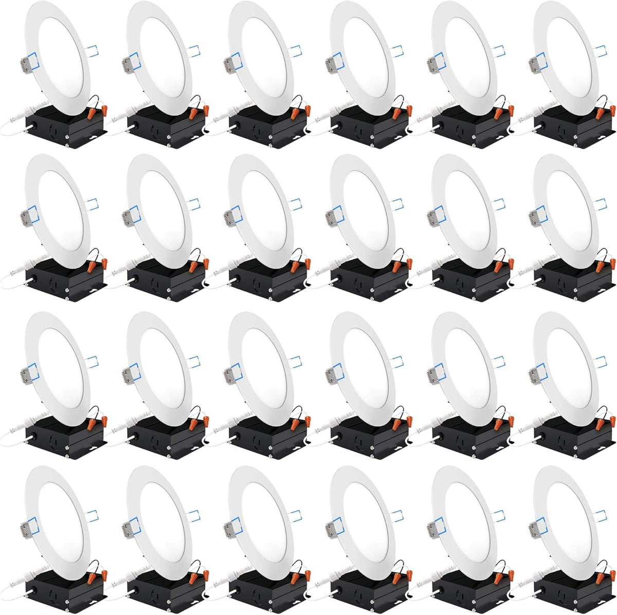 24 Pack 4 Inch Ultra Thin LED Recessed Ceiling Lights, 3000K Warm White, Dimmable 10W, 650 LM, Canless P44204