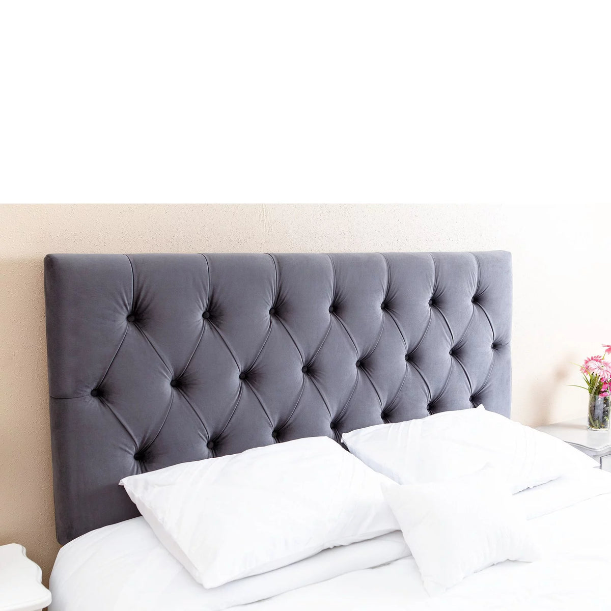 Velvet Upholstered Headboard Full/Queen Gray I983