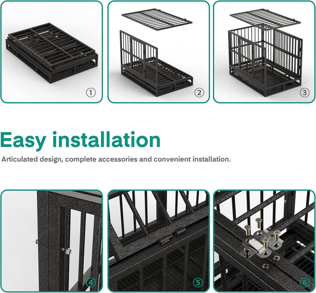 36 Heavy Duty Metal Dog Kennel and Crate, Double Door, Black F386210