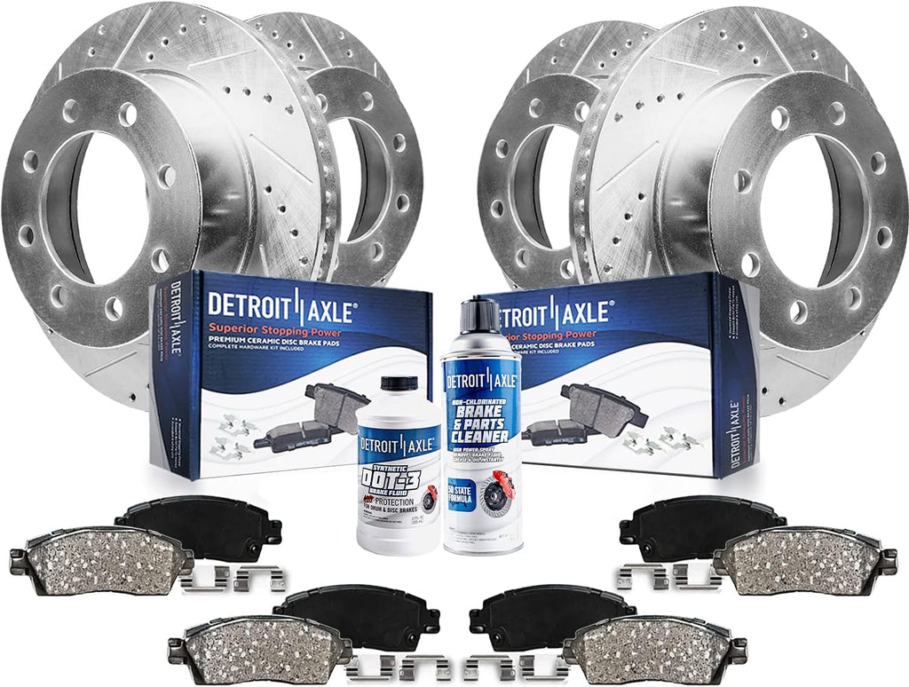 4WD SRW Front Rear Drilled Rotors + Brake Pads 10pc Set F5739