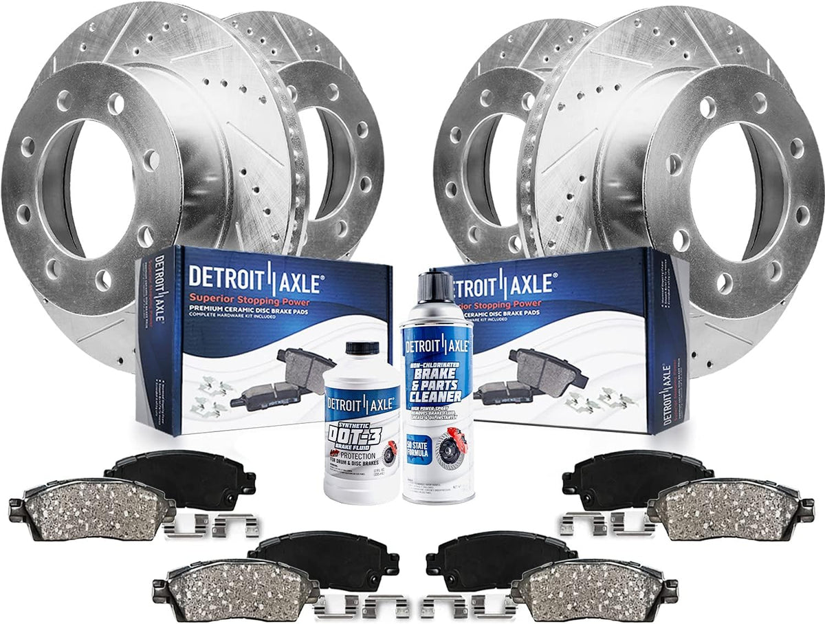 4WD SRW Front Rear Drilled Rotors + Brake Pads 10pc Set F5739