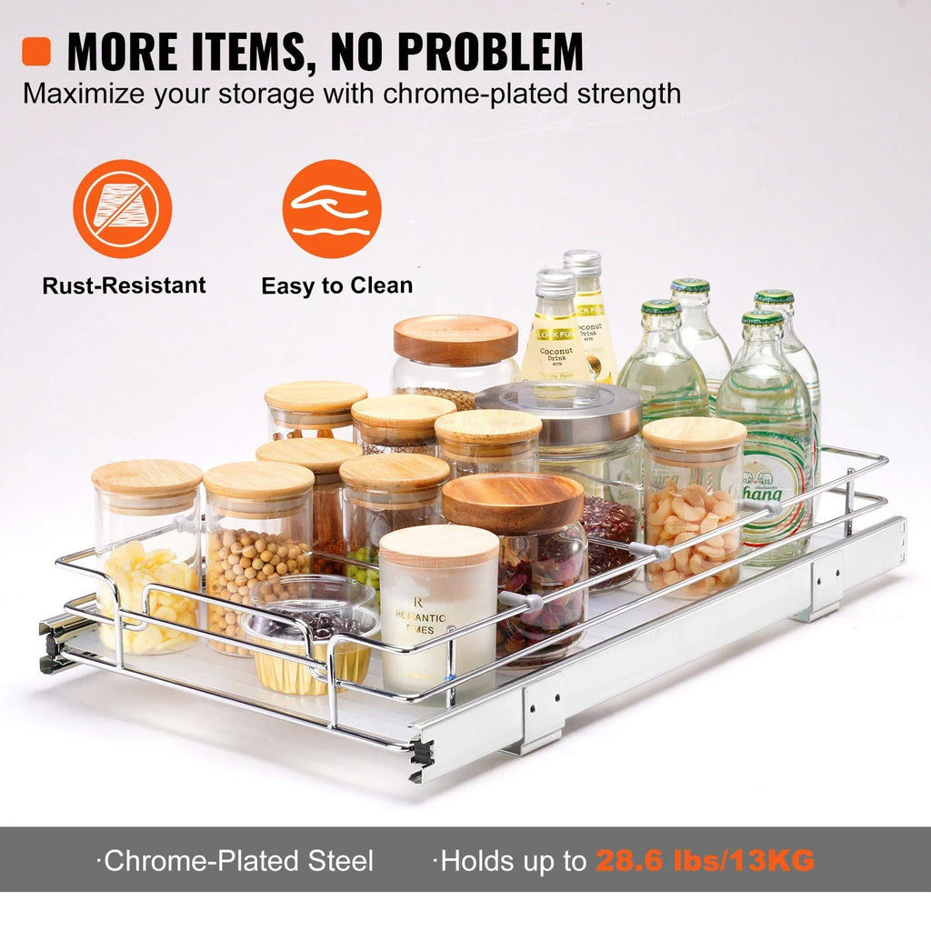 Chrome Steel Pull Out Cabinet Organizer O9639