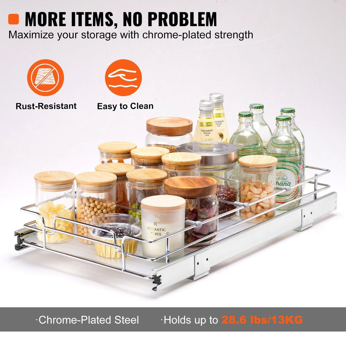 Chrome Steel Pull Out Cabinet Organizer O9639
