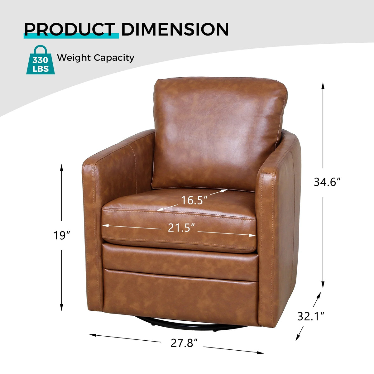 Faux Leather Swivel Accent Chair with Arms N1885