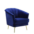 Blue Velvet Gold Striped Barrel Chair S70435