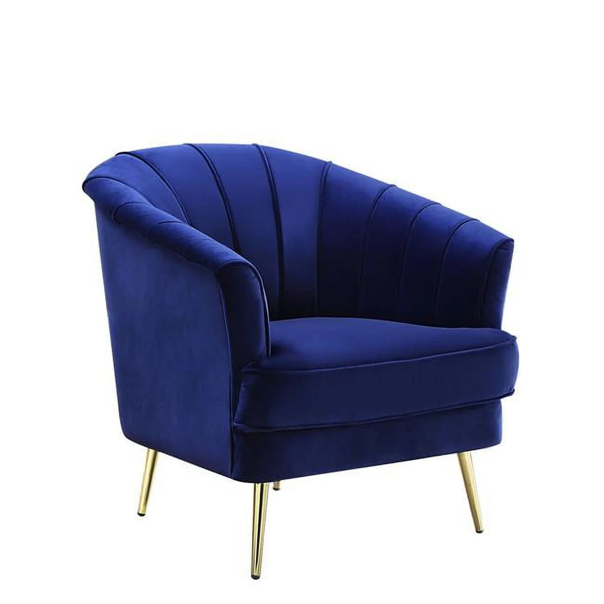 Blue Velvet Gold Striped Barrel Chair S70435