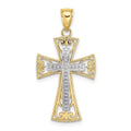 10K Two-Tone Beaded Filigree Cross Charm Y298