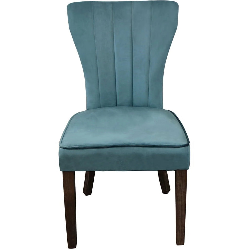 Dining Table Set with Solid Wood Round Table and 6 Chairs in Teal M24546