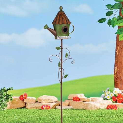 57” Metal Bird Feeder Stake with Cylinders Design D661035