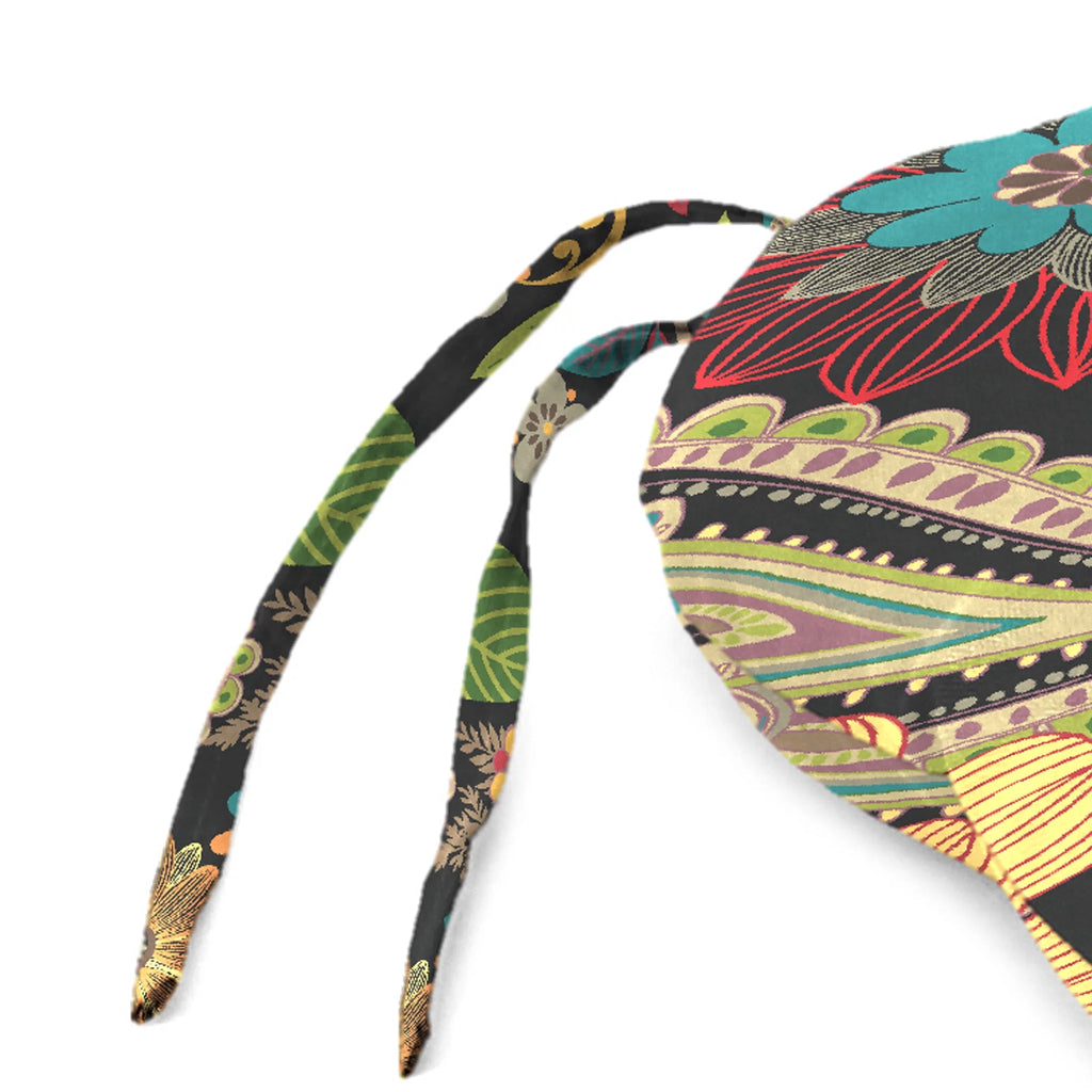Multicolor Floral Rectangular Outdoor Chair Seat Cushion with Ties Q259