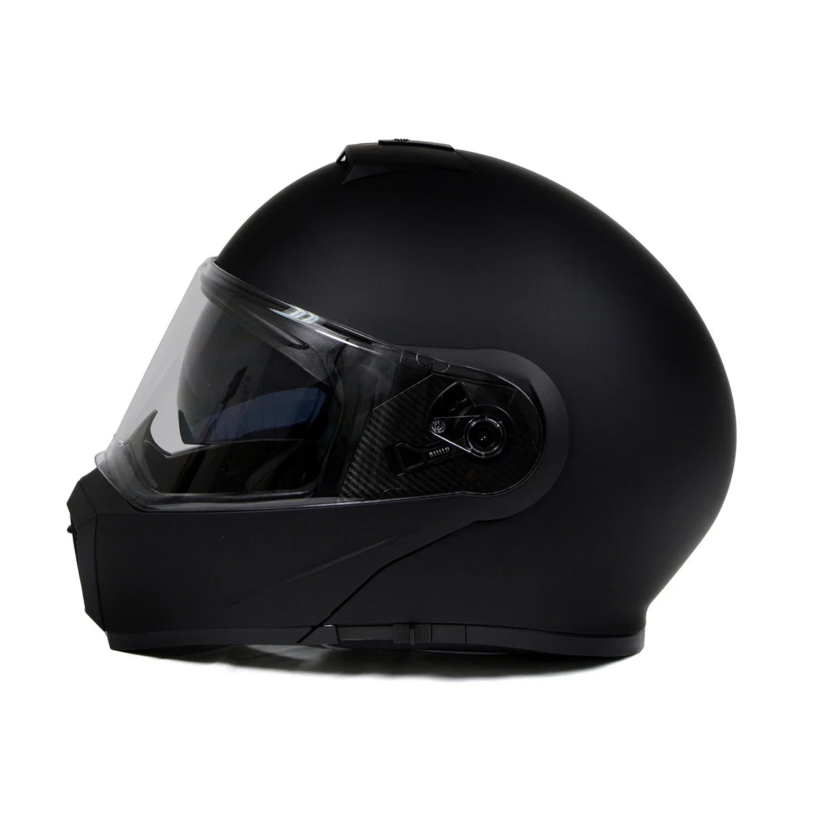 Flat Black Motorcycle Modular Helmet with Drop Down Visor T608282