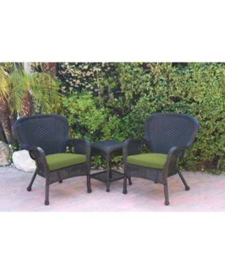 Green Resin Wicker 3 Piece Patio Conversation Set C253