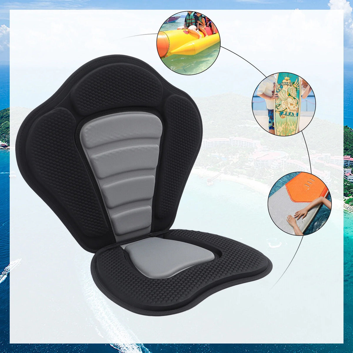 Padded Kayak Seat with Storage Bag Detachable Canoe Seat B9353