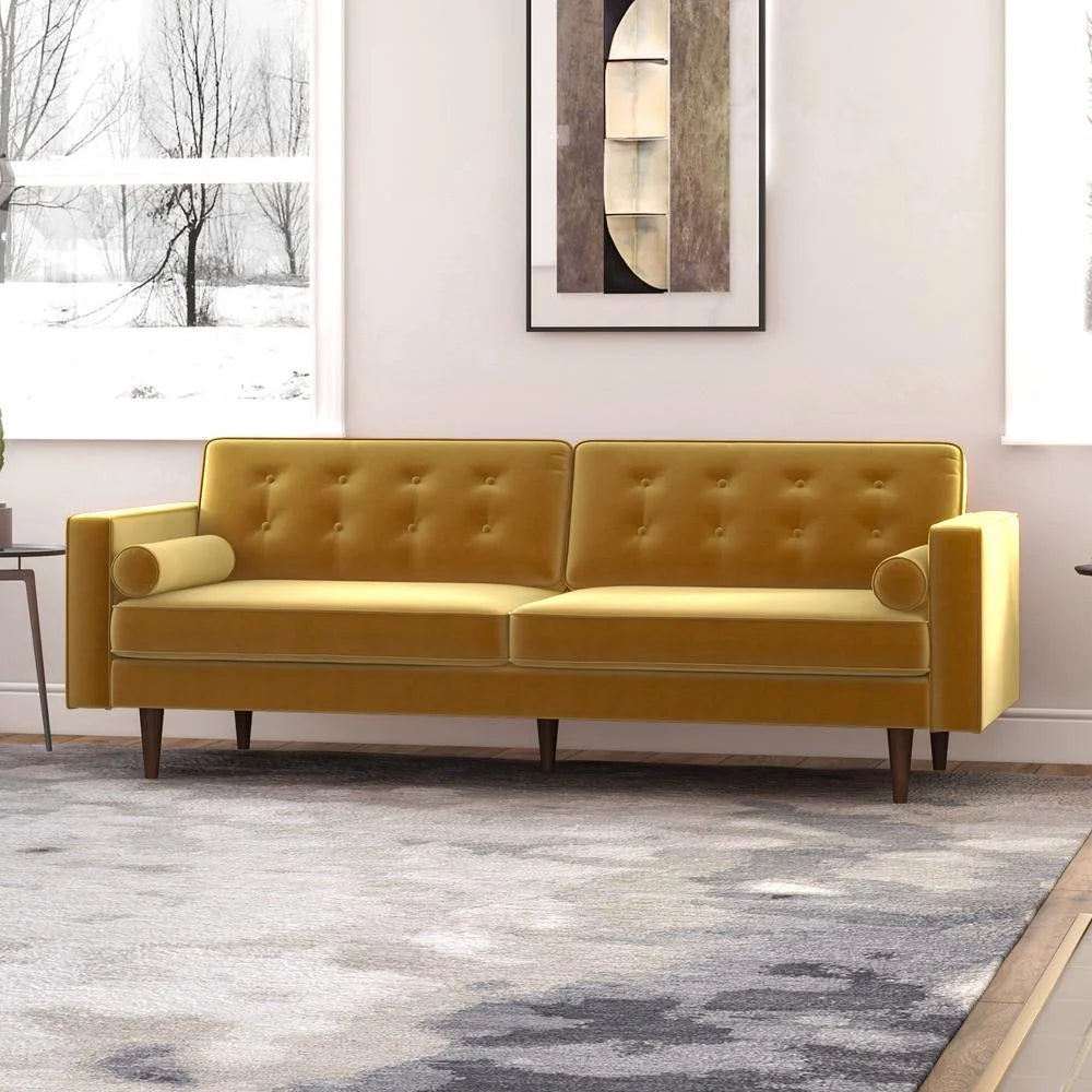 Gold Velvet Tufted Back Sofa W90837