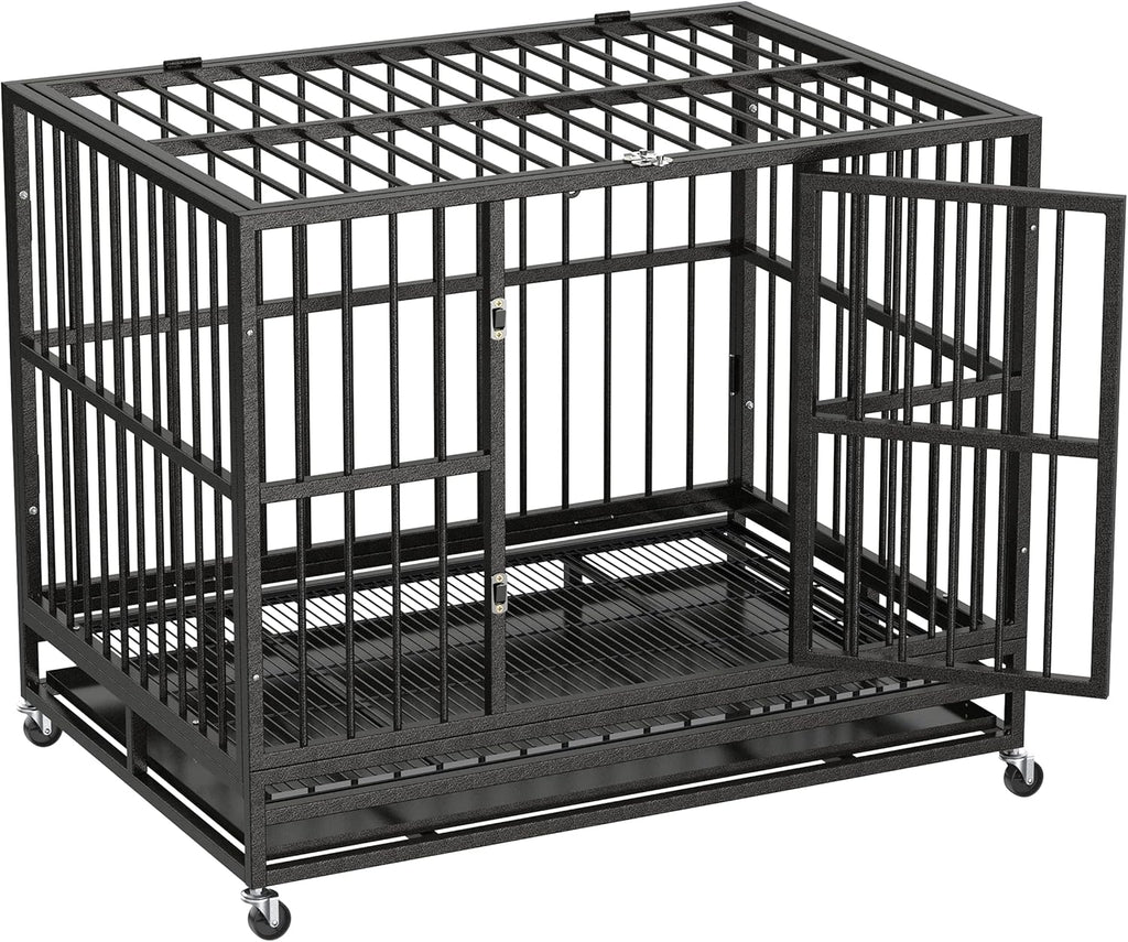 36 Heavy Duty Metal Dog Kennel and Crate, Double Door, Black F386210