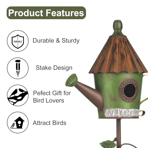 57” Metal Bird Feeder Stake with Cylinders Design D661035