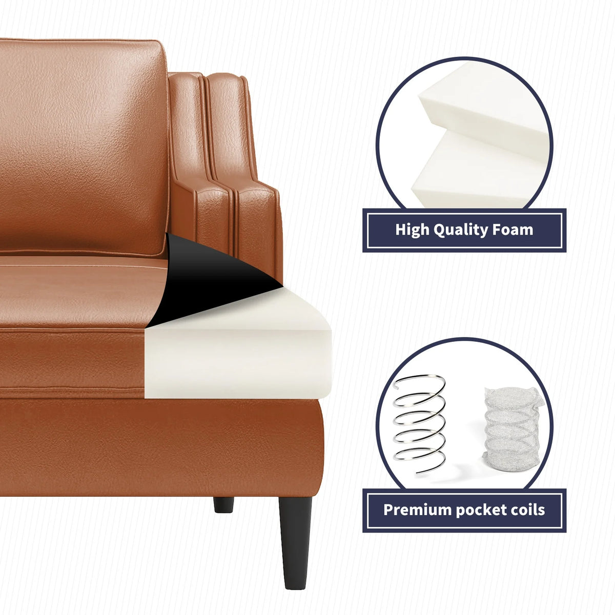 Leather Sectional Sofa with Right Facing Chaise N469
