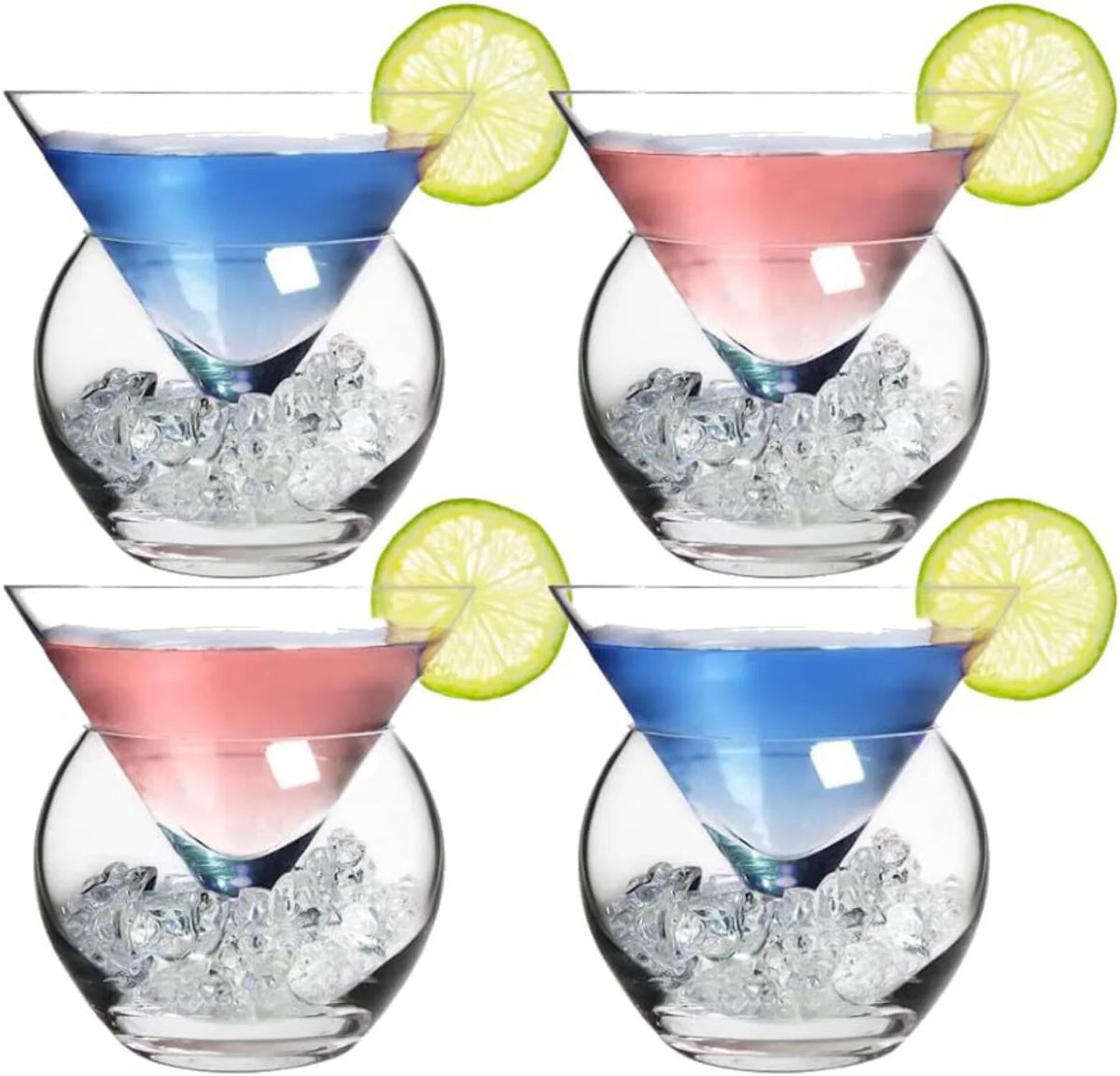 Set of 4 Stemless Martini Glasses with Chiller V21295