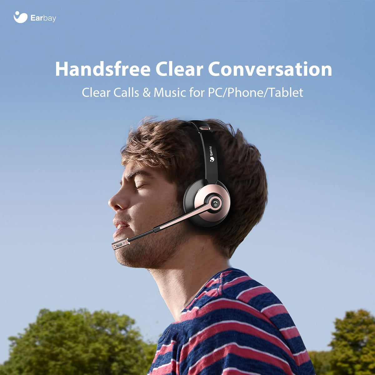 Wireless Bluetooth 5.0 On-Ear Headset with Microphone and USB Dongle, Pack of 2 I9430