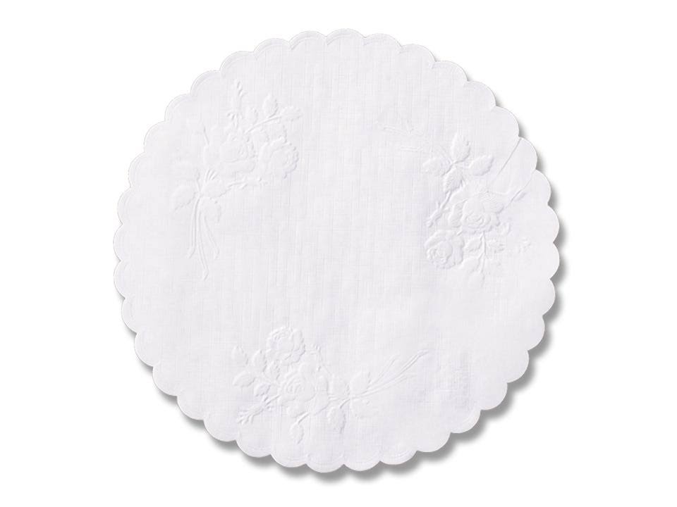 Round White Linen Doily H567
