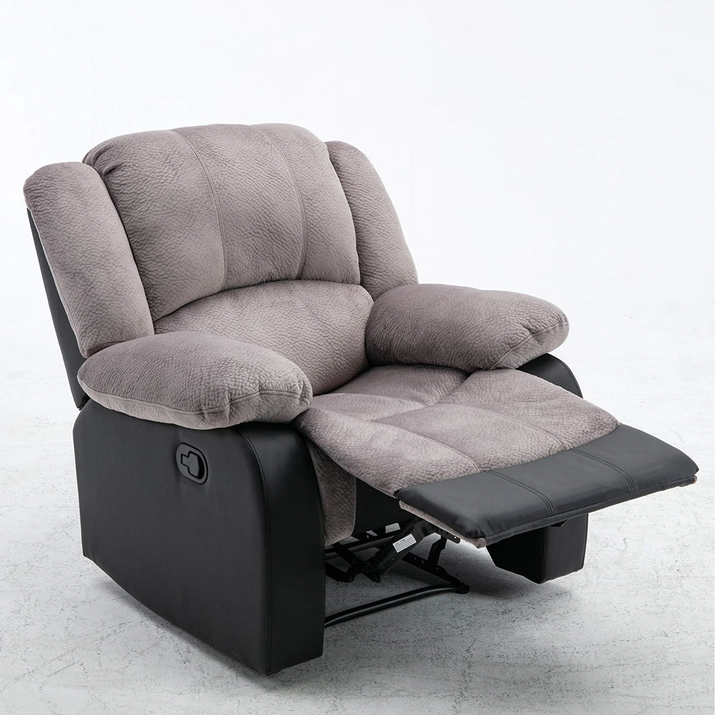 Manual Single Reclining Sofa, Gray PU Leather L24414