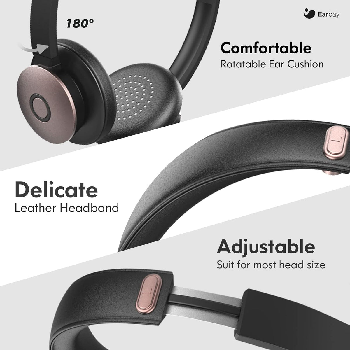 Wireless Bluetooth 5.0 On-Ear Headset with Microphone and USB Dongle, Pack of 2 I9430