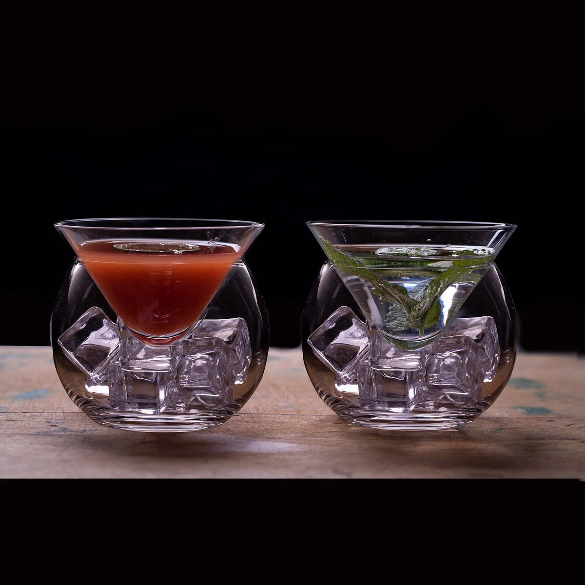 Set of 4 Stemless Martini Glasses with Chiller V21295