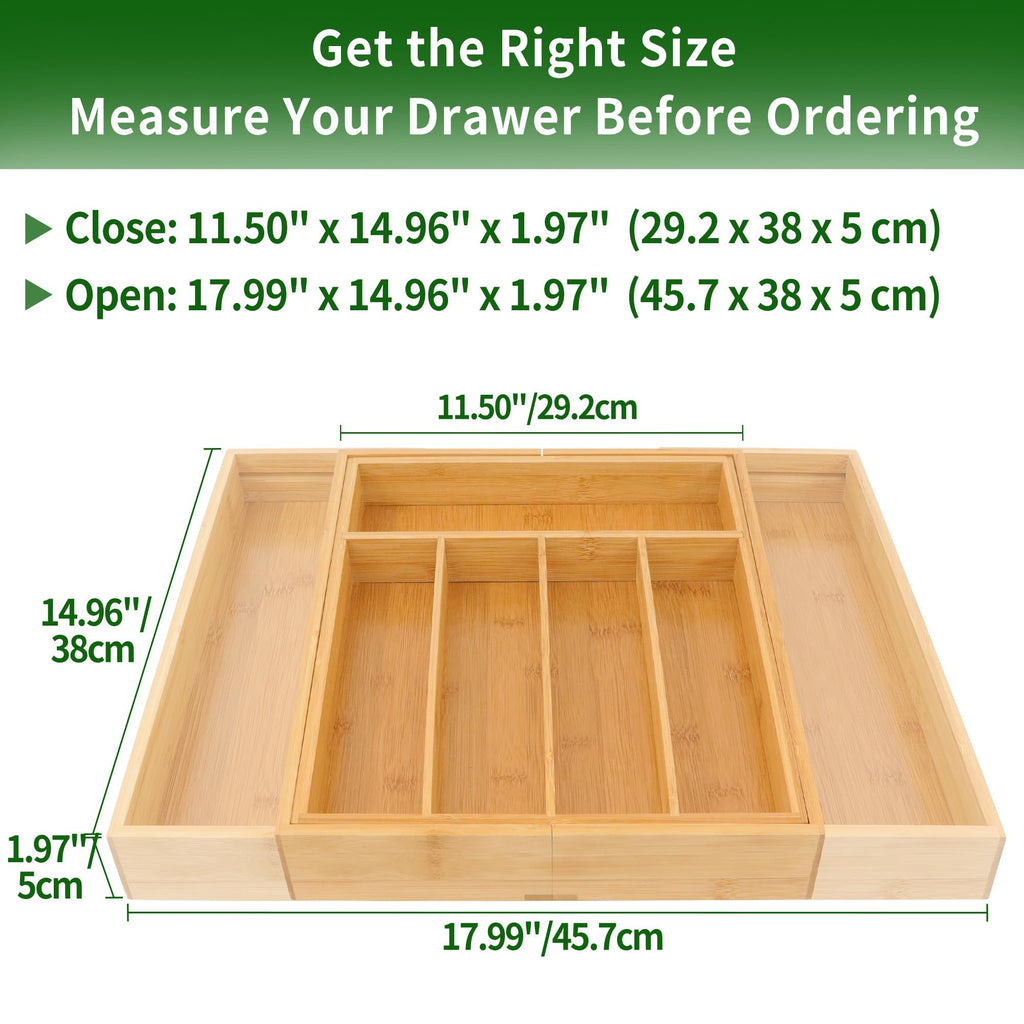 Bamboo Expandable Drawer Organizer with Dividers, Brown A18860