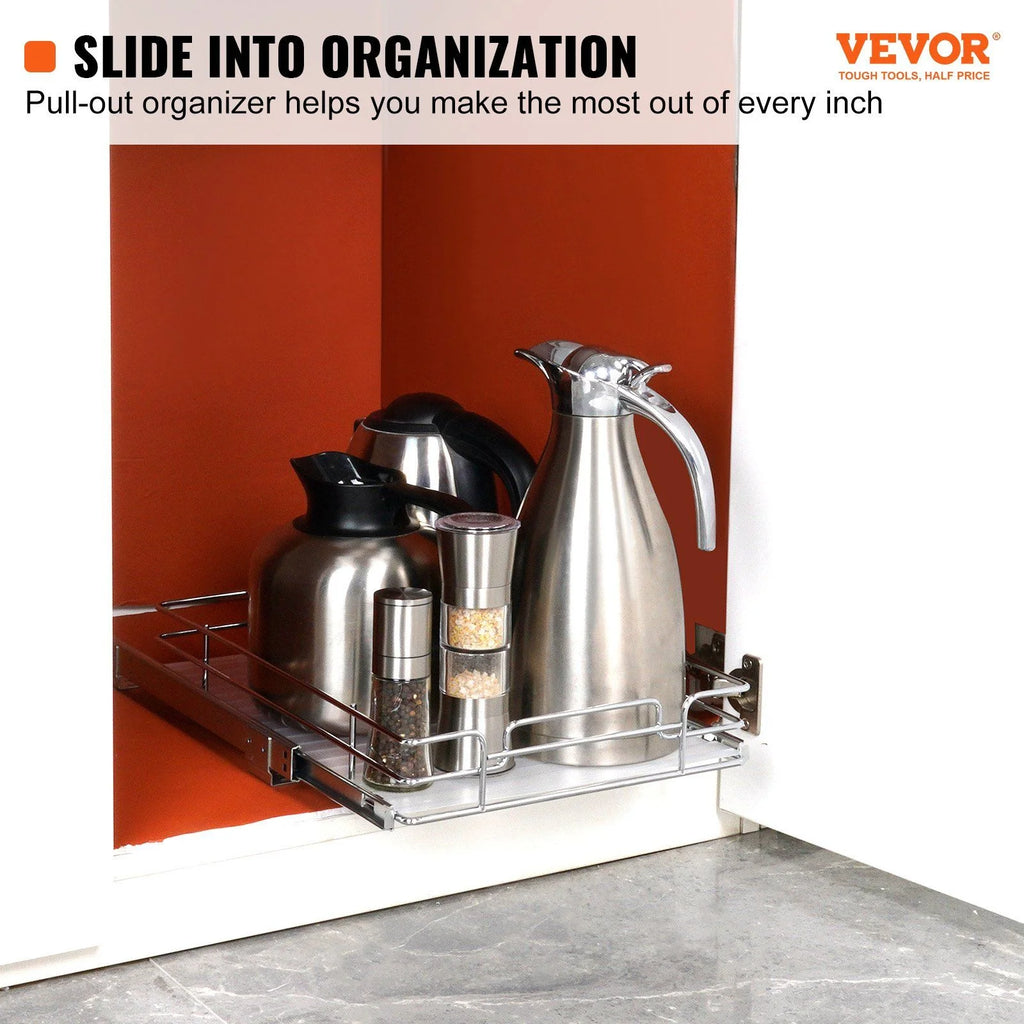Chrome Steel Pull Out Cabinet Organizer O9639