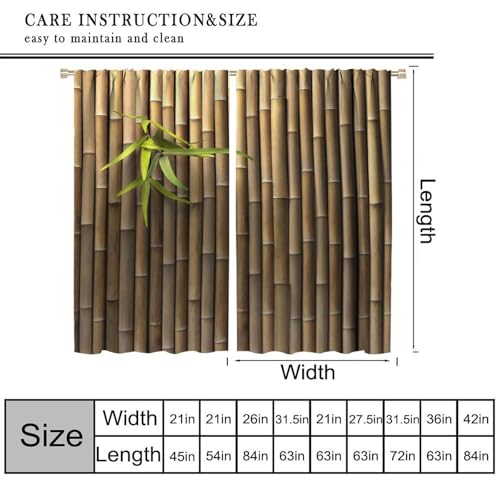 Blackout Bamboo Print Curtains 52" W X 84" L H651264