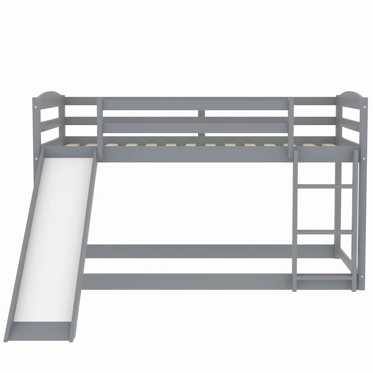 Gray Twin Over Twin Wood Bunk Bed with Slide and Ladder B516718