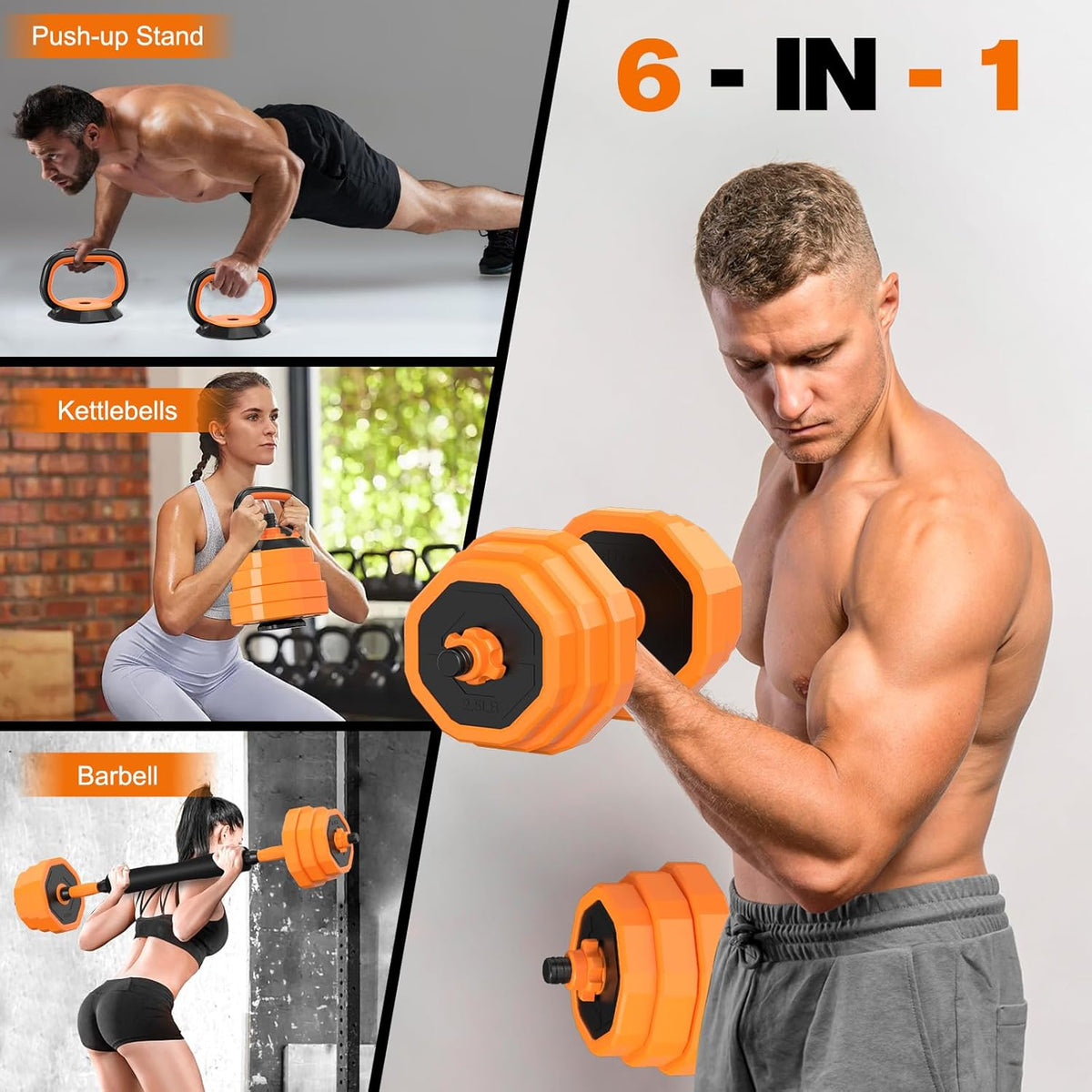 Adjustable 6 in 1 Dumbbell Weight Set A213