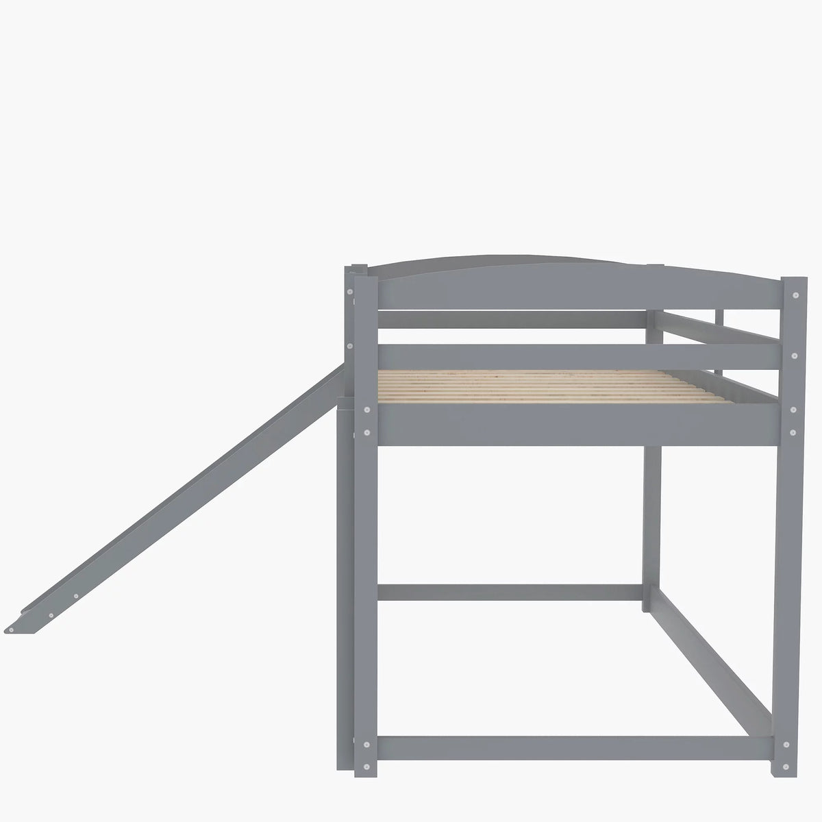 Gray Twin Over Twin Wood Bunk Bed with Slide and Ladder B516718