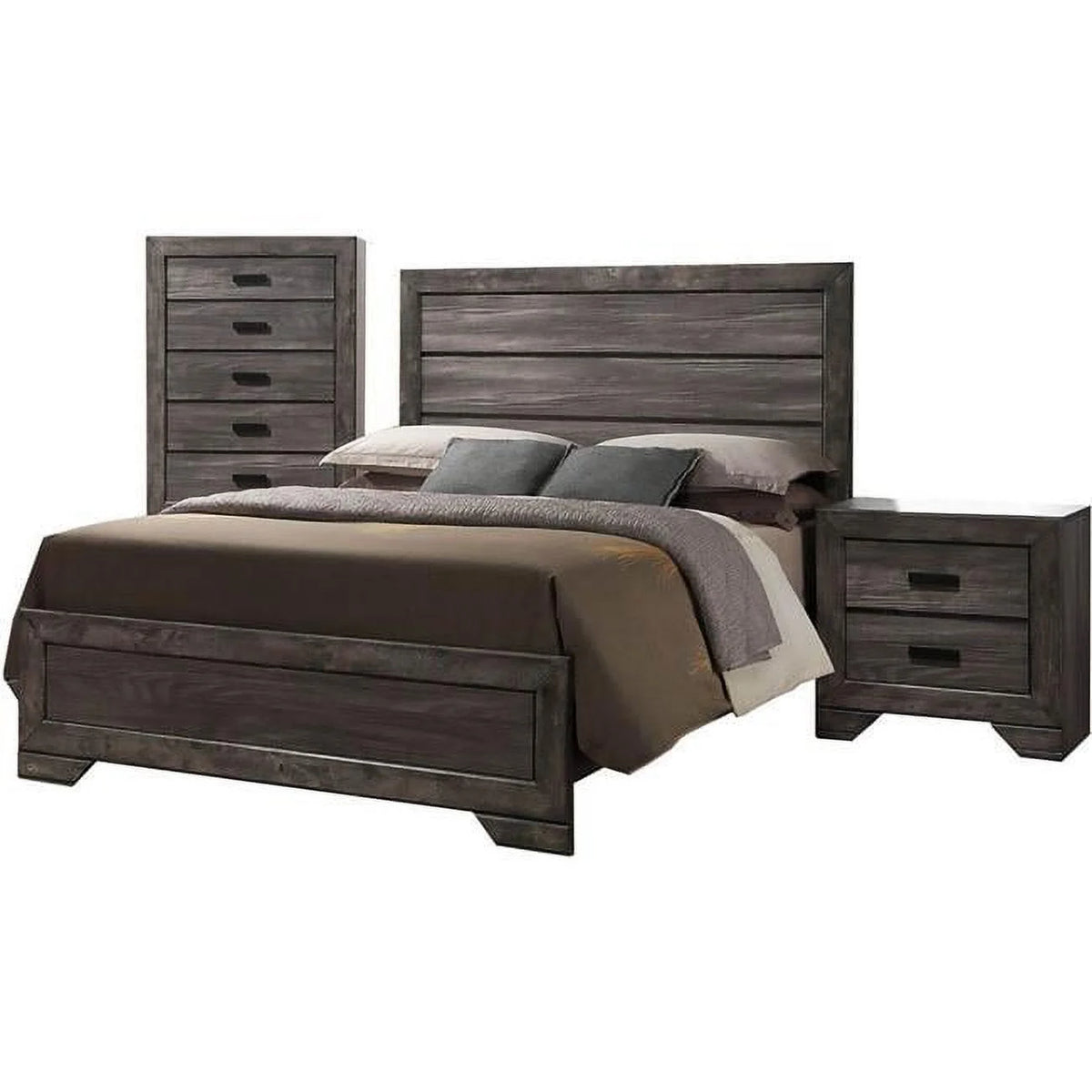 Weather Gray 3 Piece King Bed, Chest & Nightstand Suite C301771