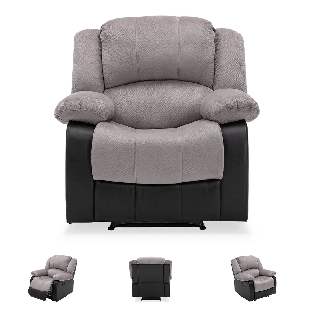 Manual Single Reclining Sofa, Gray PU Leather L24414