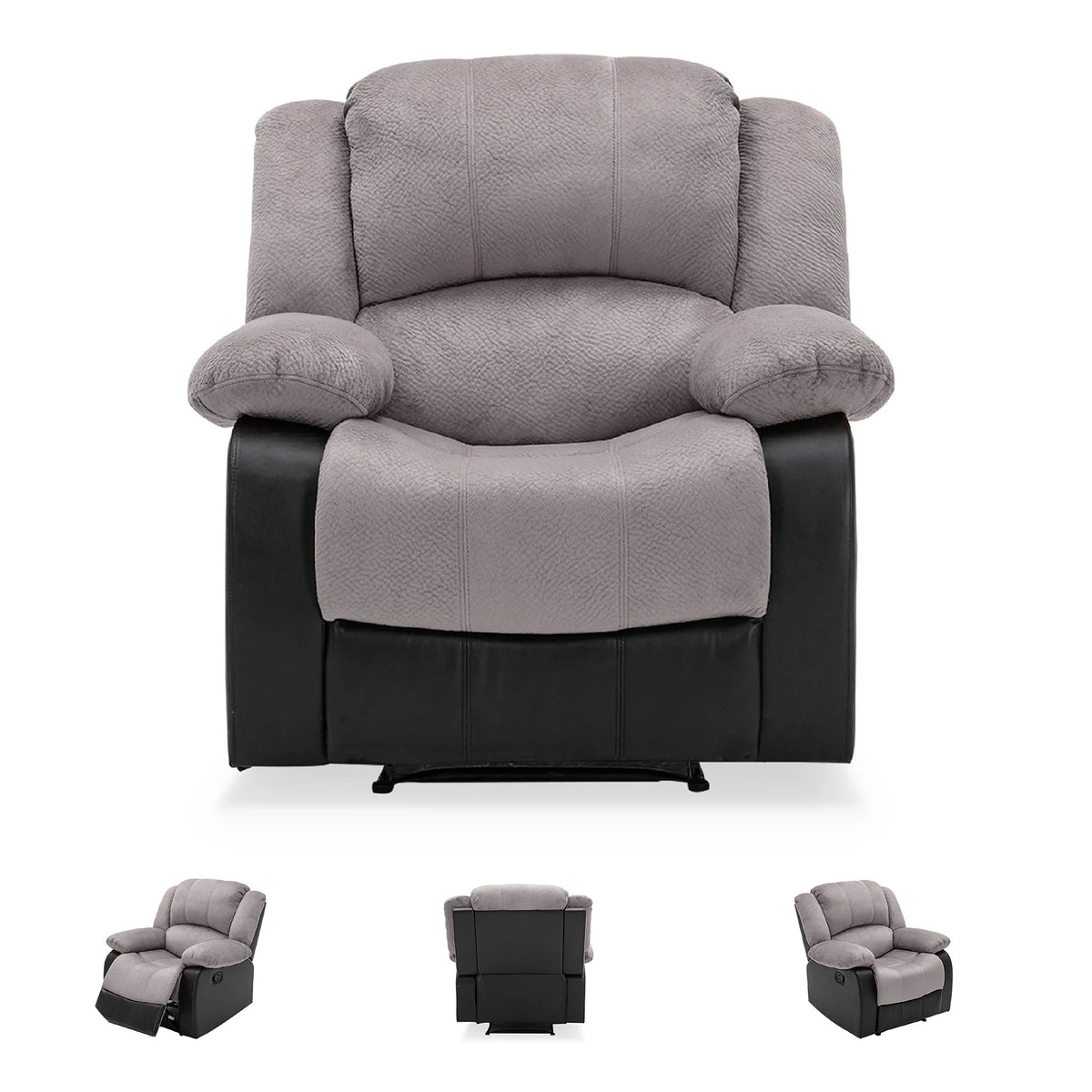 Manual Single Reclining Sofa, Gray PU Leather L24414