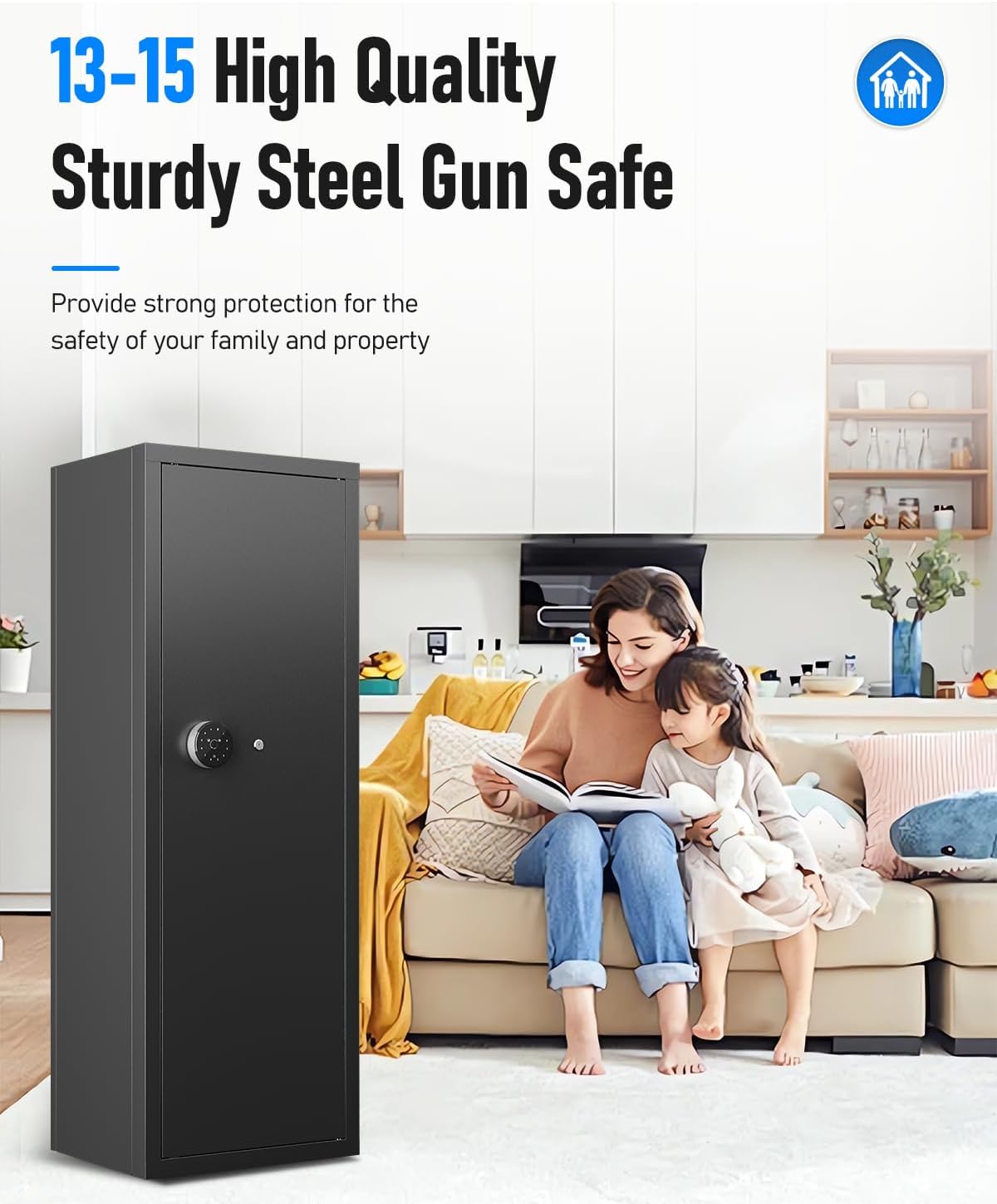 Biometric Rifle Gun Safe with 3 Removable Gun Racks E776