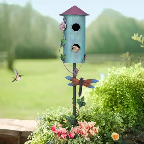 57” Metal Bird Feeder Stake with Cylinders Design D661035