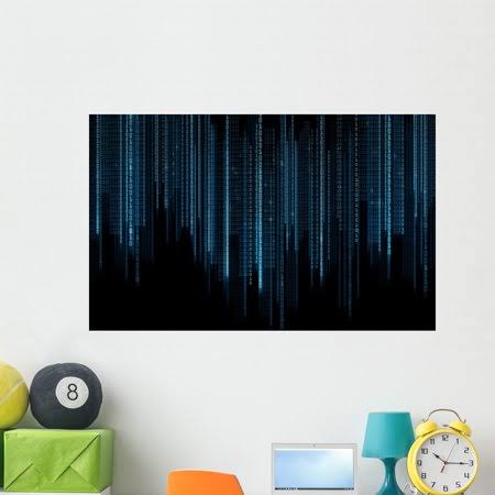 Black Blue Binary System Wall Mural Decal Sticker, Peel & Stick Vinyl Graphic (48 in W x 30 in H) Y2456