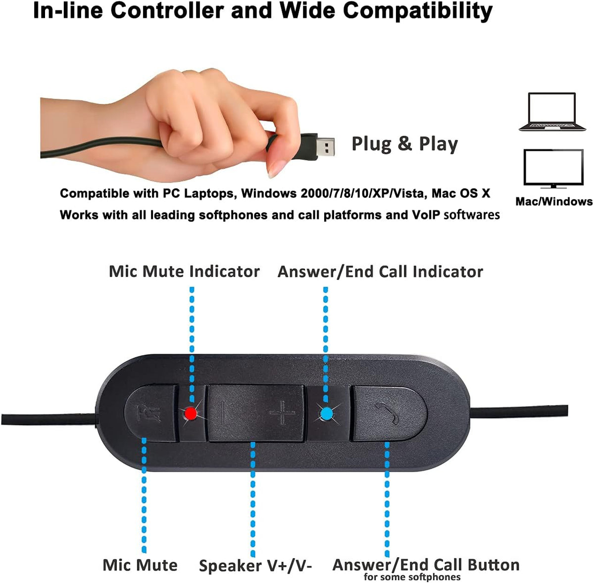 Gold USB Headset with Noise Cancelling Microphone, Pack of 2 O778498